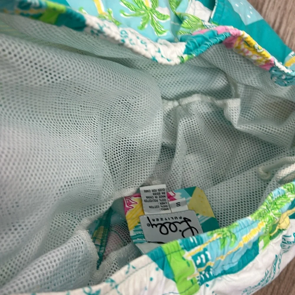 Lilly Pulitzer Men's Swim Trunks Postcard Flamingo